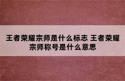 王者荣耀宗师是什么标志 王者荣耀宗师称号是什么意思